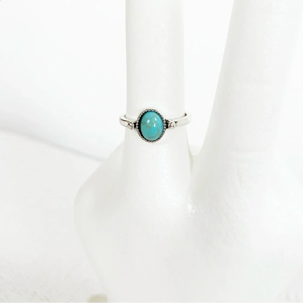 BOGO! Stacking Ring Size 8 Turquoise color Accent Fashion Ring NEW Boutique Boho